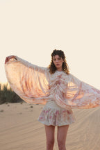 Rose Draped Silk Georgette Cape