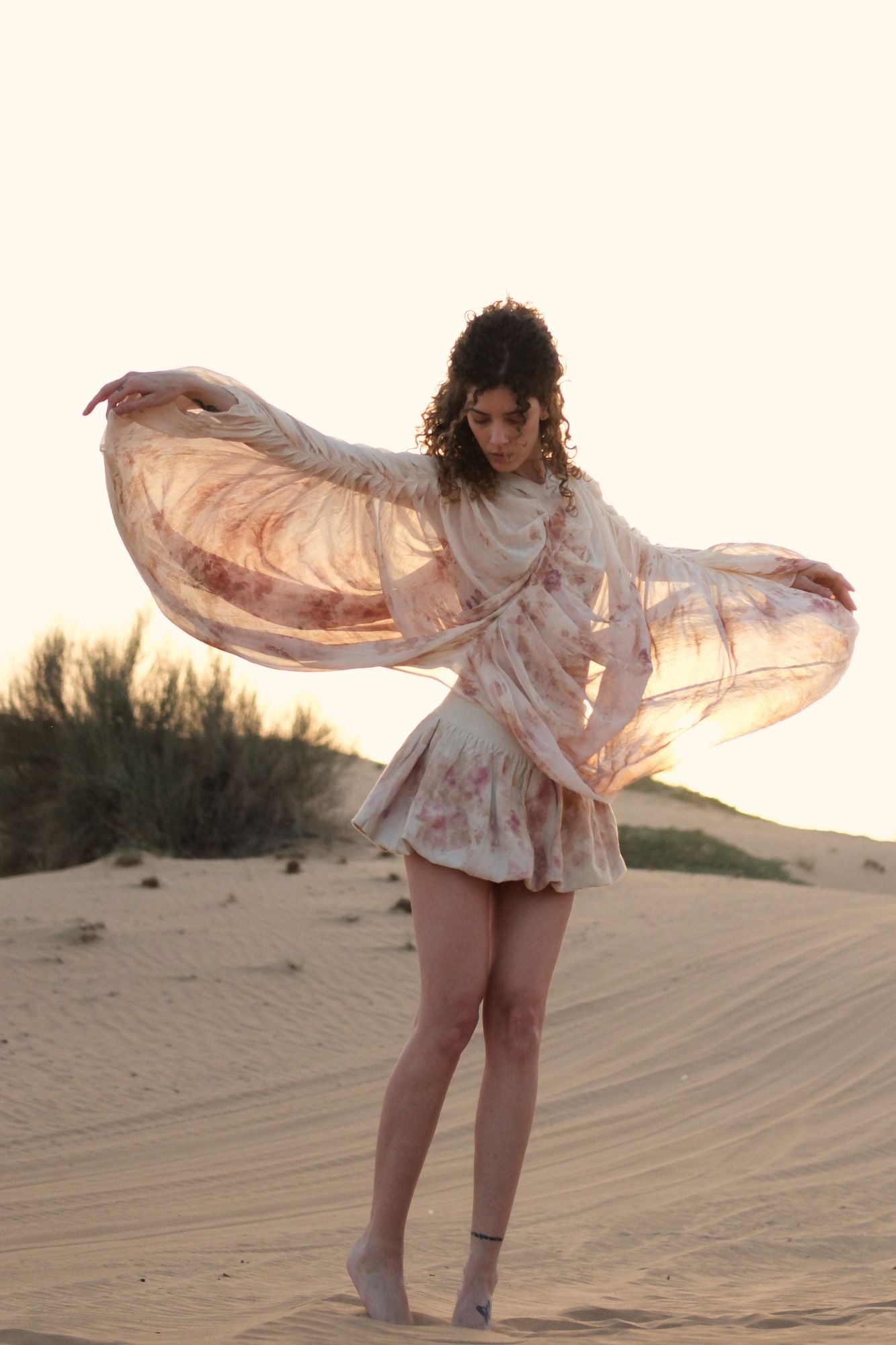 Rose Draped Silk Georgette Cape