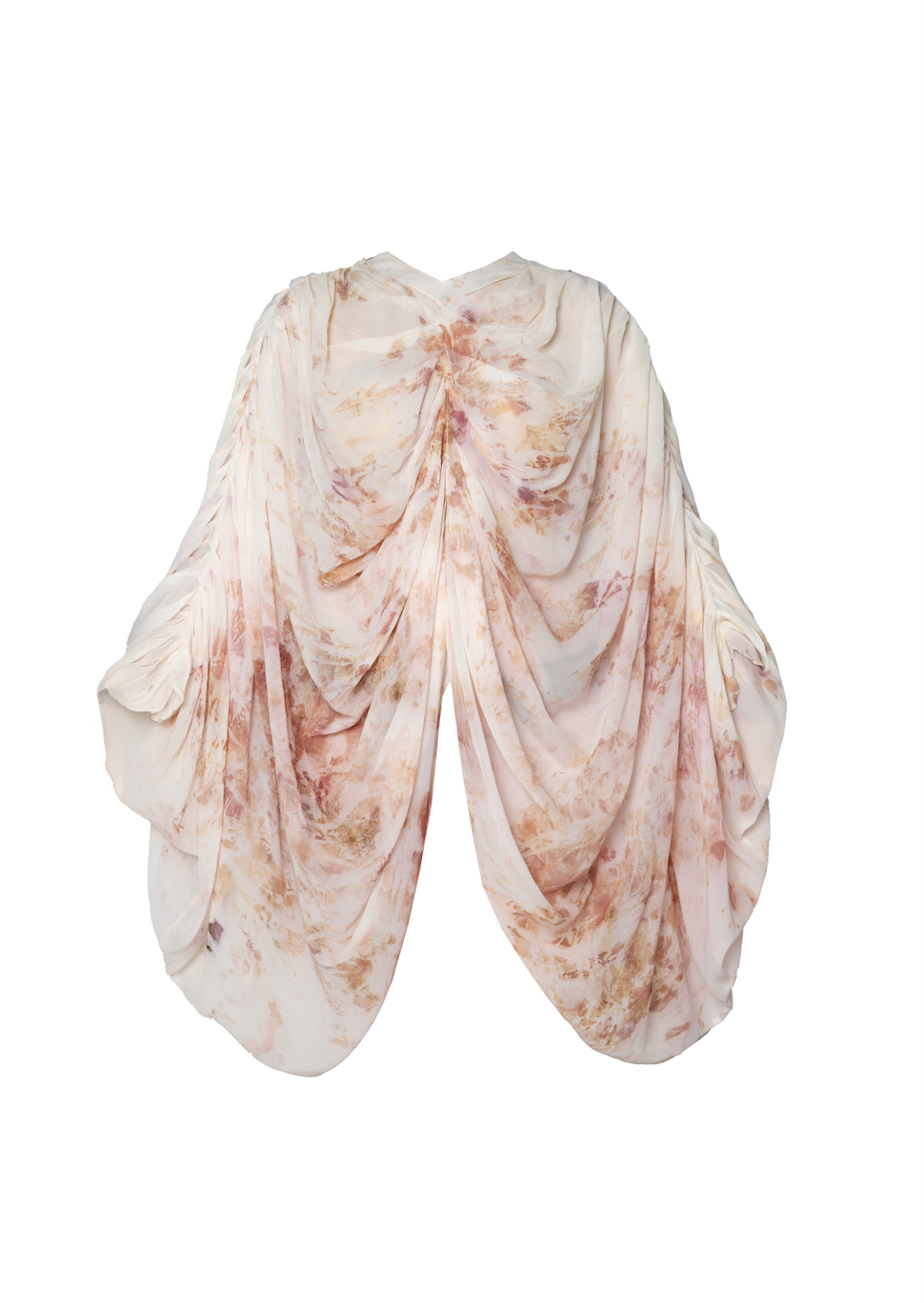Rose Draped Silk Georgette Cape